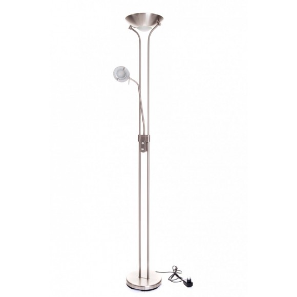 LEDKO 00226 LED stojací lampa 20W+5W | 2000lm+400lm | 3000K - matný chrom