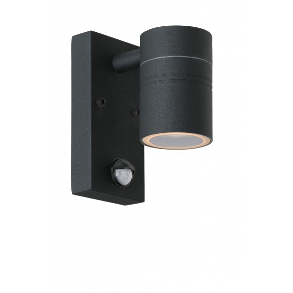 Lucide 14866/05/30 LED venkovní nástěnné svítidlo Arne s pohybovým čidlem 1x5W | GU10 | 350lm | 2700K | IP44 - černá
