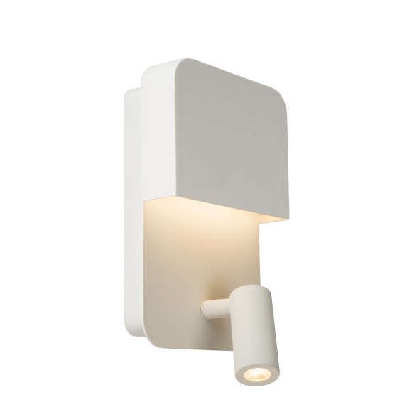 Lucide 79200/08/31 LED nástěnné svítidlo s lampičkou na čtení Boxer 5W+3W | 375lm | 3000K - bílá