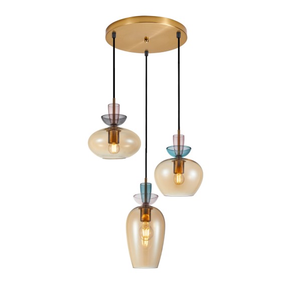 Italux PND-31882-3A-GD-AMB závěsné stropní svítidlo Fanda | 40W E27 | zlatá | růžová