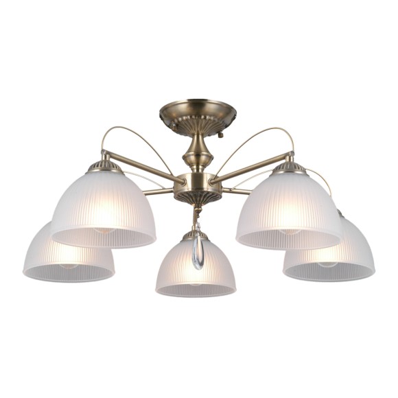 Italux PND-40623-5-AB přisazené stropní svítidlo Moreti | 40W E27 | mosaz | opálová