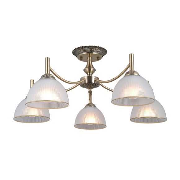 Italux PND-40653-5-ABR-WH přisazené stropní svítidlo Fener | 40W E27 | mosaz | opálová