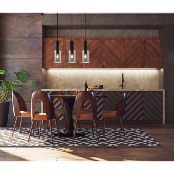 Italux PND-5581-3-BK+RNAMB závěsné stropní svítidlo Sardo Rain 3x40W | E27 | IP20 - barva černá/jantarová, efekt deště
