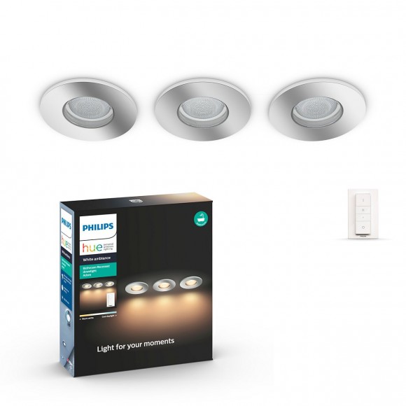 Philips Hue 34075/11/P7 bodové svítidlo do koupelny Adore 3x5W|2200-6500K|IP44 - Bluetooth, triple pack - White Ambiance