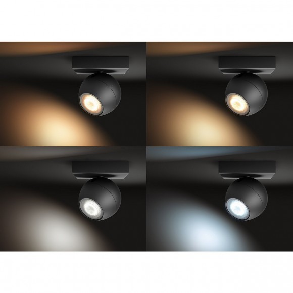 Philips Hue 50471/30/P7 LED stropní bodové svítidlo Buckram 1x5,5W | GU10 | 250lm | 2200-6500K - White Ambiance, stmívatelné, dálkové ovládání, černá