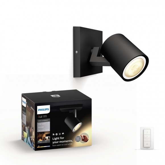 Philips Hue 53090/30/P7 LED nástěnné svítidlo Runner 1x5,5W | GU10 | 350lm | 2200-6500K - White Ambiance, černá
