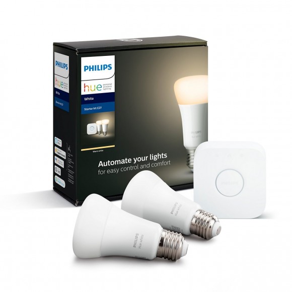 Philips Hue 8718696785218 Starter kit 2x LED žárovka + Bridge 1x9W | 806lm | 2700K | E27 - Bluetooth, White
