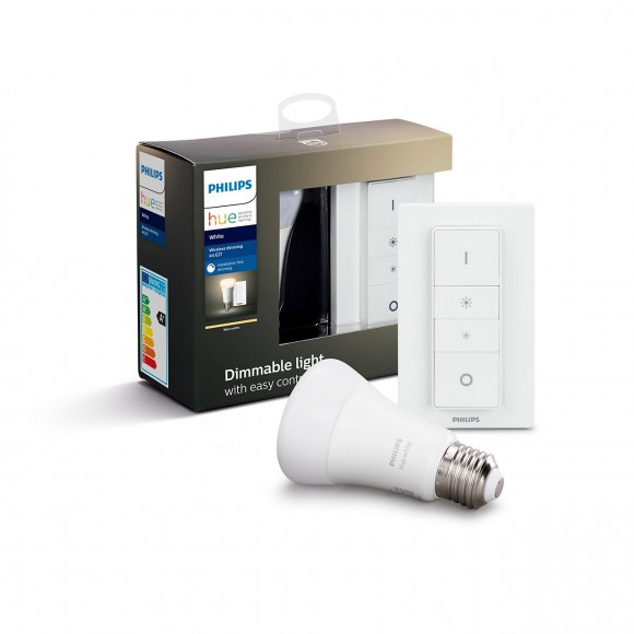 Philips Hue 8718696785331 Starter kit LED žárovka + ovladač Dimmer Switch 1x9W | E27 | 806lm | 2700K - Bluetooth, White