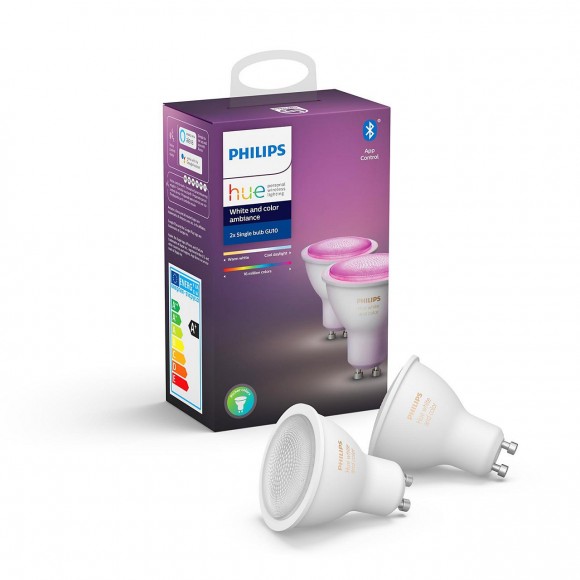 Philips Hue 8718699629250 sada 2x LED žárovky 1x5,7W|GU10 - Bluetooth, White and Color Ambiance