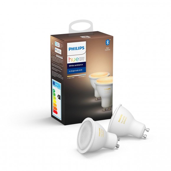 Philips Hue 8718699629298 sada 2x LED žárovka 1x5,5W | GU10 | 350lm | 2200-6500K - Bluetooth, White Ambiance
