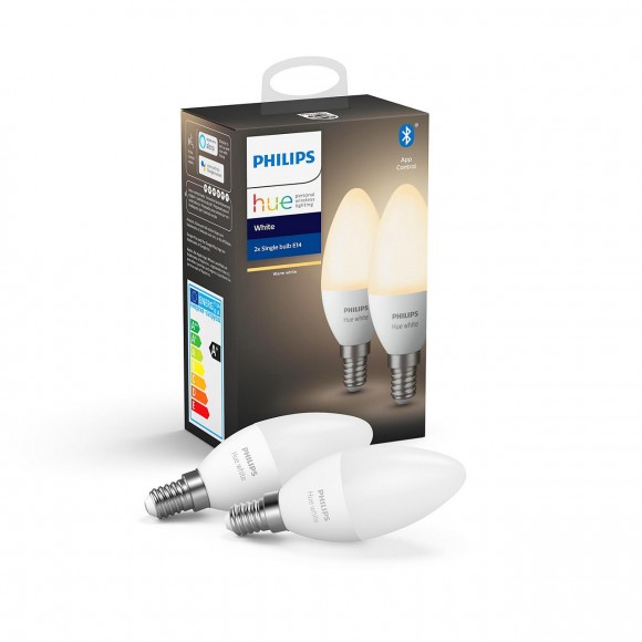 Philips Hue 8718699671273 sada 2x LED žárovka 1x5,5W | E14 | 470lm | 2700K - Bluetooth, tvar svíčky, White