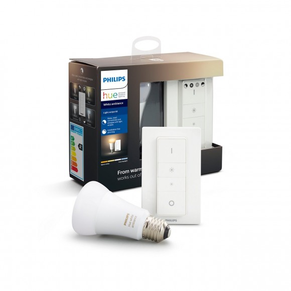 Philips Hue 8718699673208 Starter kit LED žárovka + ovladač Dimmer Switch 1x9W | E27 | 806lm | 2200-6500K - White Ambiance