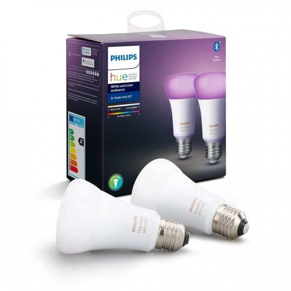 Philips Hue 8718699673284 2x LED žárovka 1x9W | E27 | 806lm | 2200-6500K - Bluetooth, White and Color Ambiance