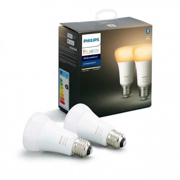 Philips Hue 8718699673369 sada 2x LED žárovka 1x9,5W | E27 | 806lm | 2200-6500K - Bluetooth, White Ambiance