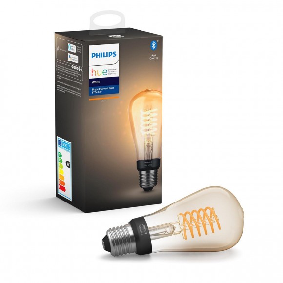 Philips Hue 8718699688868 LED žárovka Filament 1x7W | E27 | 550lm | 2100K - Bluetooth, White