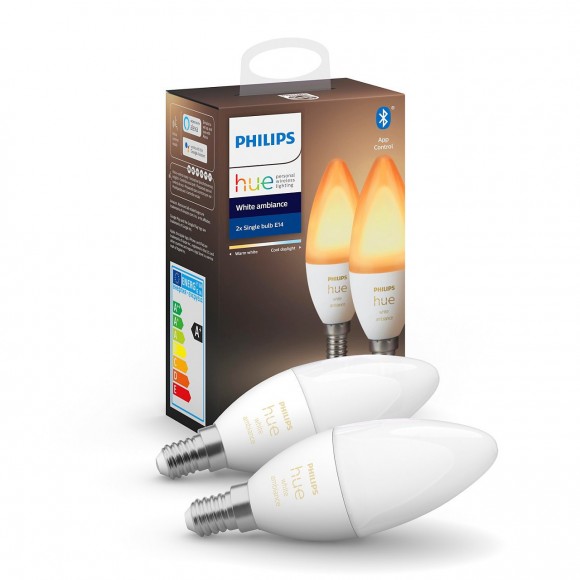 Philips Hue 8718699726355 2x LED žárovka 1x5,2W | E14 | 470 lm | 2200 - 6500K - Bluetooth, White Ambiance