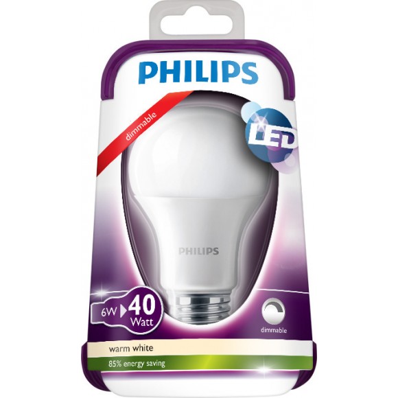 Philips 101380632 LED žárovka 1x6W|E27|2700K