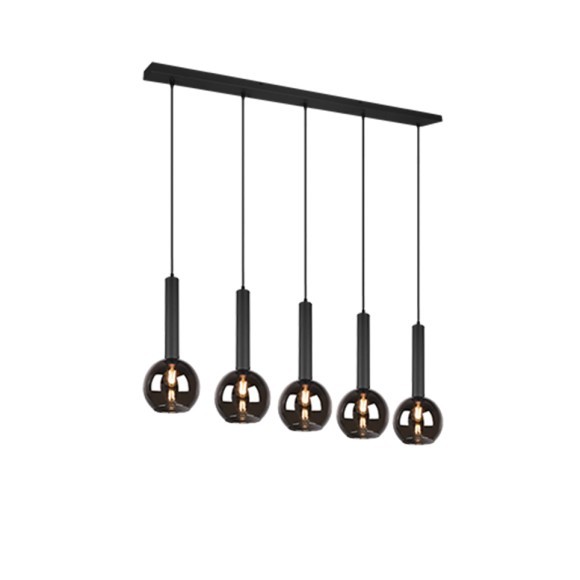 Trio 310300532 závěsné stropní svítidlo Clayton 5x28W | E27 - nastavitelná výška, černá