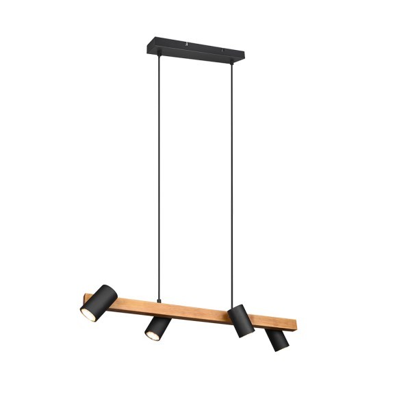 Trio 312490432 závěsné bodové stropní svítidlo Marley 4x35W | GU10 - dřevo, černá