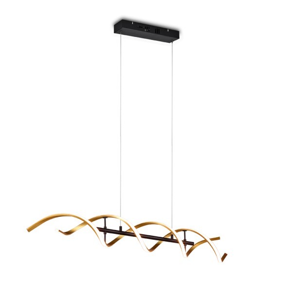 Trio 341810208 LED závěsné stropní svítidlo Sequence 1x45W | 5600lm | 2300K+3000K+4000K - nastavitelná výška, DIP Switch, 3 fázové stmívání, černá, mosaz