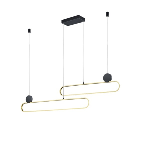 Trio 342710208 LED závěsné svítidlo Grant 1x54W | 6500lm | 2300K+3000K+4000K - DIP Switch, 3 fázové stmívaní, nastavitelná výška, mosaz