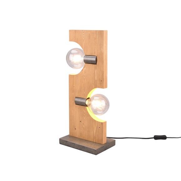 Trio 514300230 stolní lampa Tailor 2x10W | E27 - kabelový vypínač, dřevo