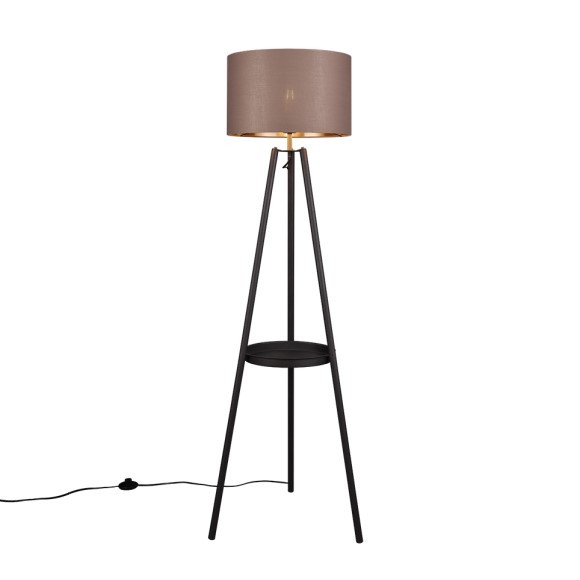 Trio R41561032 stojací lampa Colette 1x60W | E27 | IP20 - nožní spínač, látkové stínidlo, černá matná/taupe