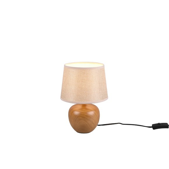 Trio R50621035 stolní svítidlo Luxor 1x40W | E14 - kabelový spínač, dřevo, krémová