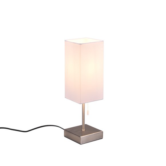 Trio R51061007 stolní lampa Ole 1x25W | E27 - tahový spínač, USB, nikl, bílá