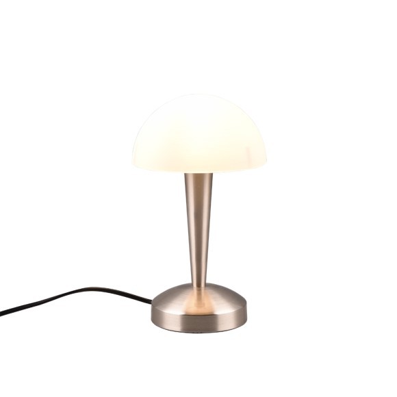 Trio R59561107 LED stolní lampa Canaria 1x4,9W | E14 | 470lm | 3000K - žárovka součástí balení, dotyková funkce rozsvěcení/zhasínání, nikl