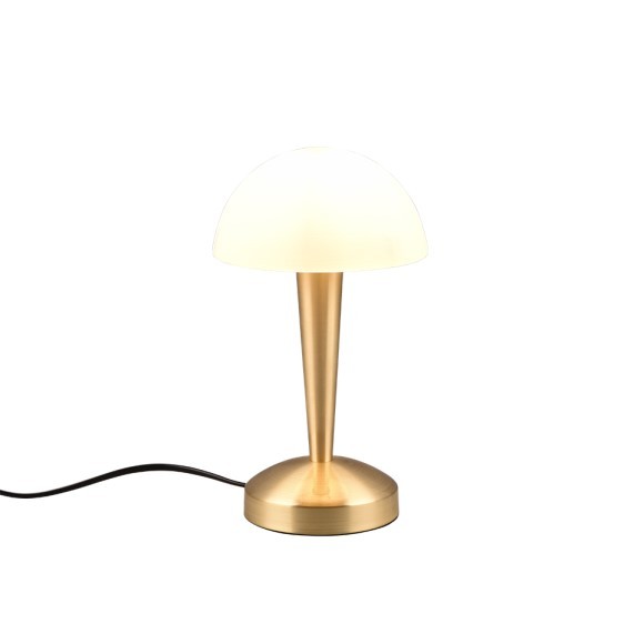 Trio R59561108 LED stolní lampa Canaria 1x4,9W | E14 | IP20 | 470lm | 3000K - dotyková funkce rozsvěcení/zhasínání, matná mosaz, bílá