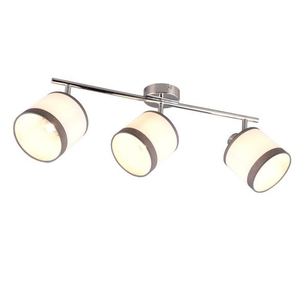 Trio R81553006 stropní bodové svítidlo Davos 3x10W | E14 | IP20 - látkové stínidlo, chrom/bílá