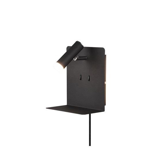 Trio 222570232 LED nástěnné svítidlo Element 1x3W+2x1,5W | SMD | 240lm+240lm | 3000K - USB, nabíjecí stanice, černá