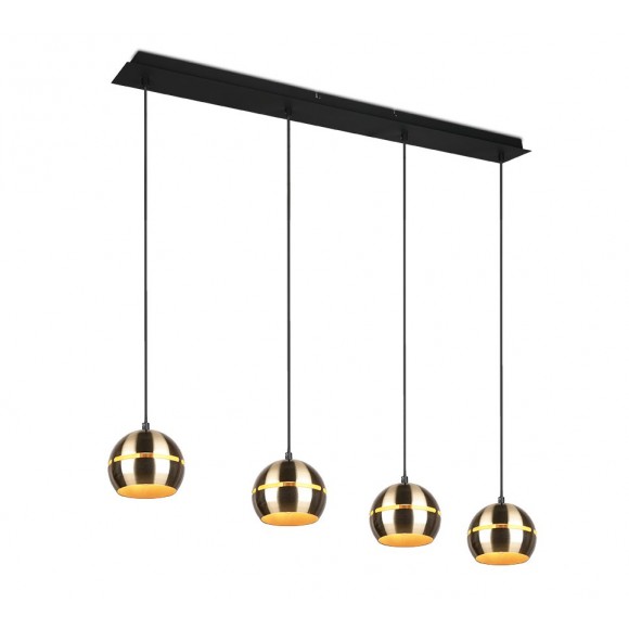 Trio 313300408 závěsné stropní svítidlo Fletcher 4x40W | E14 - nastavitelná výška, mosaz