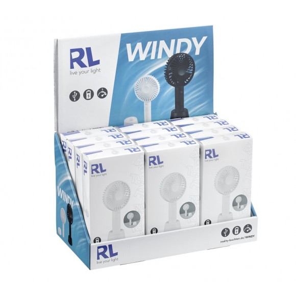 Trio R042-01 ventilátor Windy - 3 rychlosti, USB, dobíjecí, vypínač na těle, bílá