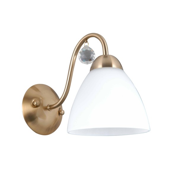 Italux WL-5643-1-HBR nástěnné svítidlo Lugano | 40W E27 | mosaz | opálová