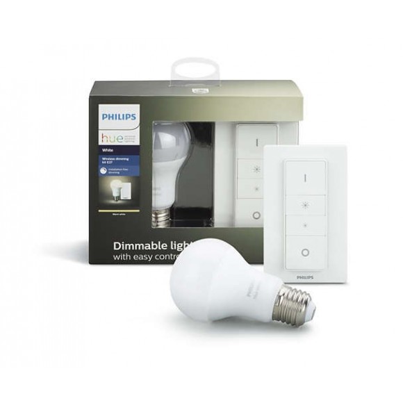 Philips Hue 8718696452523 LED žárovka + Dimmer Switch 1x9W | E27 | 800lm | 2700K - White