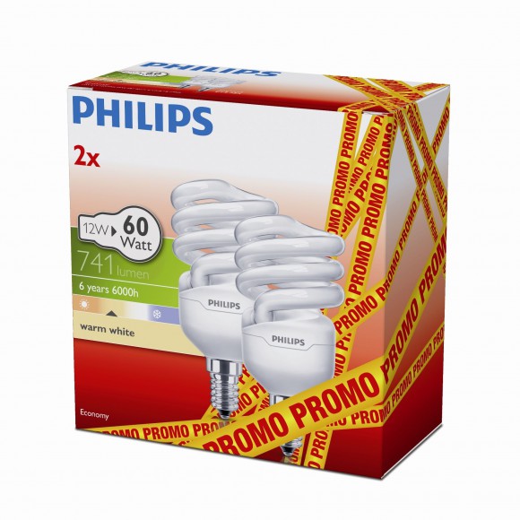 žárovka úsporná Philips 12W E14 - MEGAPROMO EconomyTwister 12W E14 WW