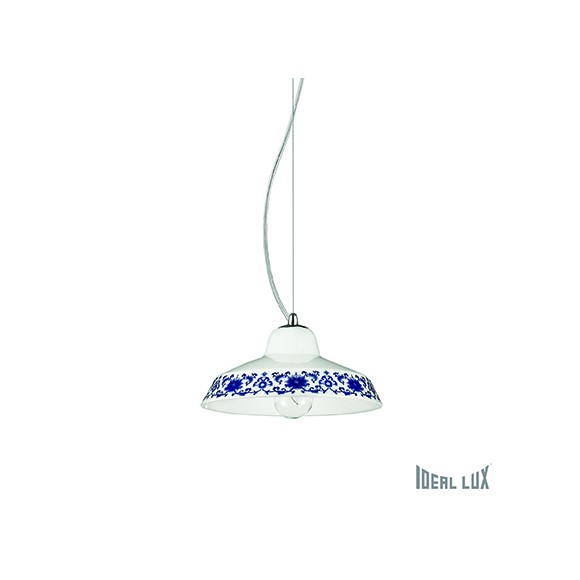 závěsné svítidlo - lustr Ideal lux BASSANO 1x40W E14  - chrom/bílá/modrá
