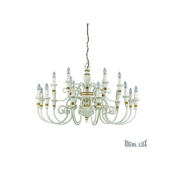 závěsné svítidlo - lustr Ideal lux PALIO 18x40W E14  - bílá / zlatá