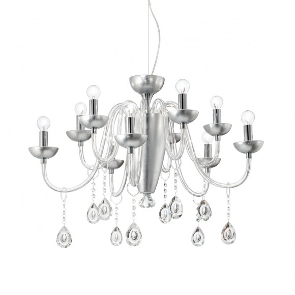 Ideal Lux 125091 závěsné stropní svítidlo Camelia 10x40W|E14 - stříbrná