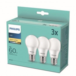 Philips 8718699775490 LED sada žárovek 3x8W-60W | E27 | 806lm | 2700K