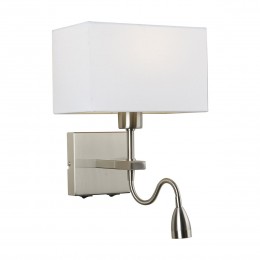 Italux WL-1122-2-BL-SN-RC-WH LED nástěnná lampa Norte 1x60W+3W | E27+LED | 350lm | 3000K